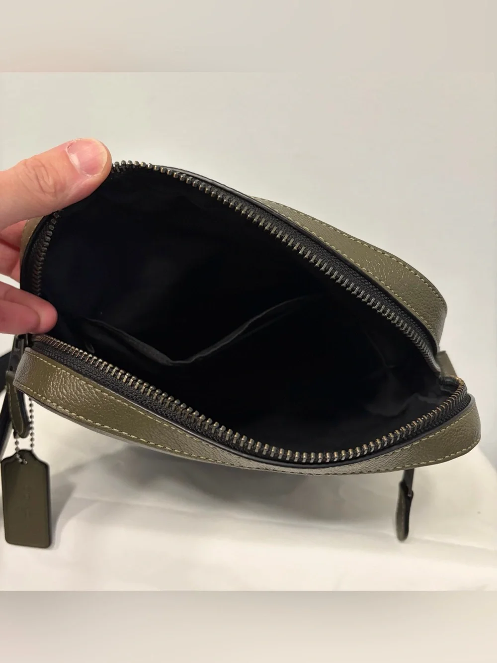 Coach Houston Olive Green Flight Bag (#CP756) Pebbled Leather Small Crossbody